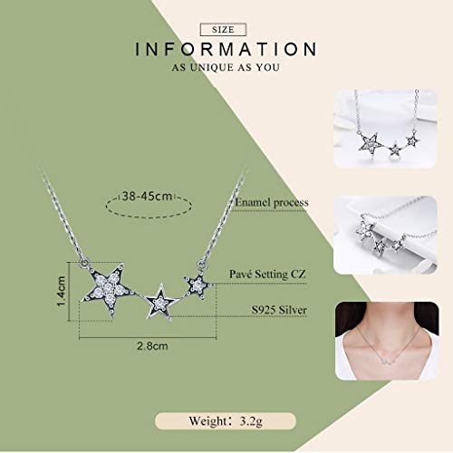 PAHALA 925 Sterling Silver Luminous Star with Crystals Pendant Necklace