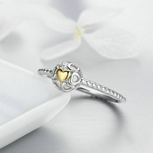 PAHALA 925 Sterling Silver My Love Cubic Zirconia Vintage Wedding Engagement Band Ring