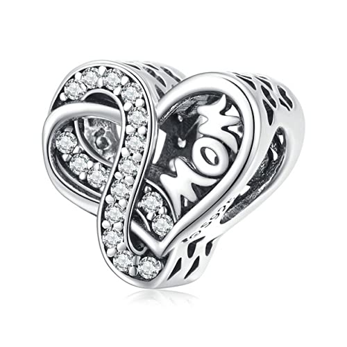 PAHALA 925 Sterling Silver Crystal Infinite Love Mom Charm Bead