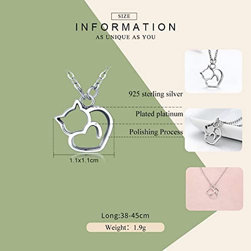 PAHALA 925 Sterling Silver Lovely Cat Clear CZ Pendant Necklace
