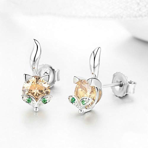 PAHALA 925 Sterling Silver Cute Crystal Fox Stud Earrings