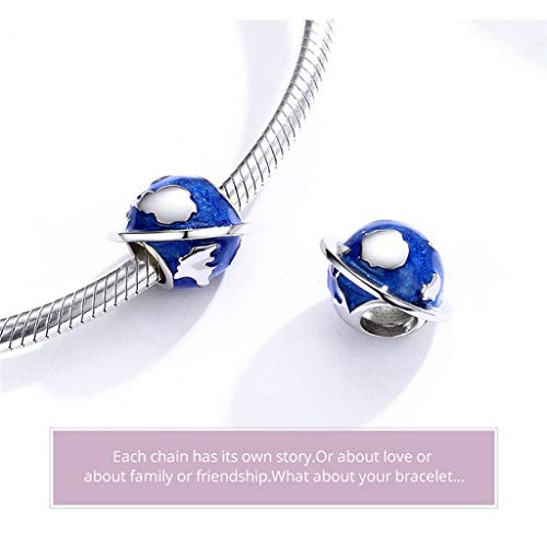 PAHALA 925 Strling Silver Enamel Making Blue Earth Bead with Crystals Charm Bead