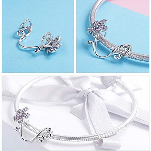 PAHALA 925 Strling Silver Sakura Cherry Flower Pendant Charms Beads