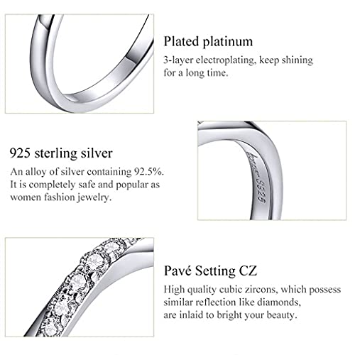 PAHALA 925 Strling Silver Dazzling Cross Crystal Weeding Party Engagement Ring