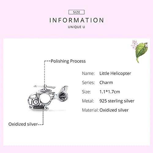 PAHALA 925 Sterling Silver Vintage Helicopter Charm Bead