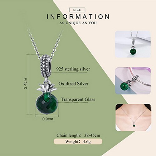 PAHALA 925 Sterling Silver Pineapple with Crystal Clear CZ Pendant Necklace