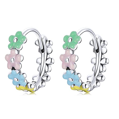 PAHALA 925 Sterling Silver Multiple Colorful Daisy Flower Ear Buckles Clips Chic Earrings