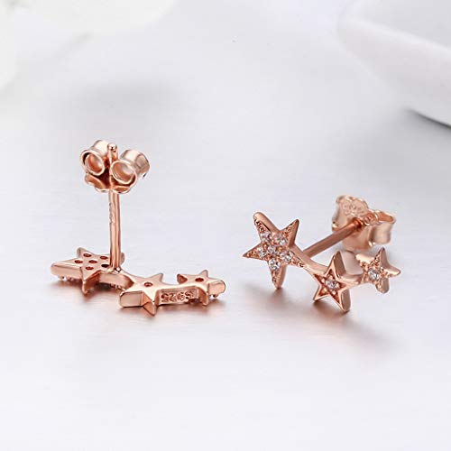 PAHALA 925 Sterling Silver Yellow Dazzling Stackable Star Crystals Stud Earrings