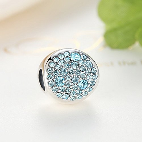 PAHALA 925 Sterling Silver Sky Blue Dream Crystals Love Charm Bead
