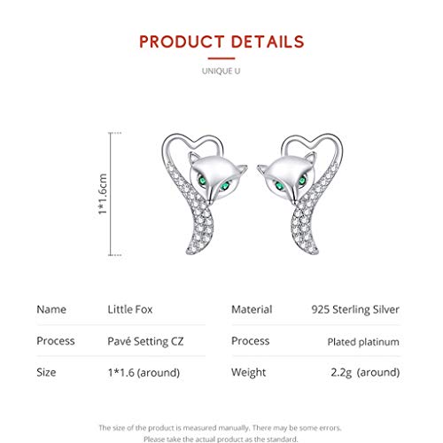 PAHALA 925 Sterling Silver Fox Animal Stud With Crystals Stud Earrings