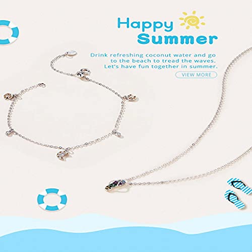 PAHALA 925 Sterling Silver Summer Shell and Starfish Chain Pendant Wedding Necklace