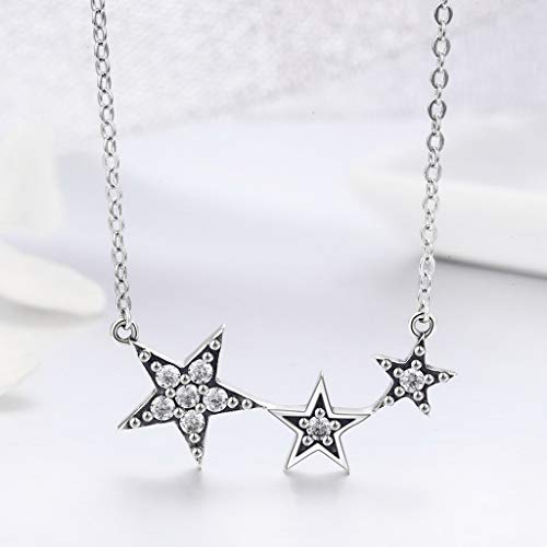 PAHALA 925 Sterling Silver Luminous Star with Crystals Pendant Necklace