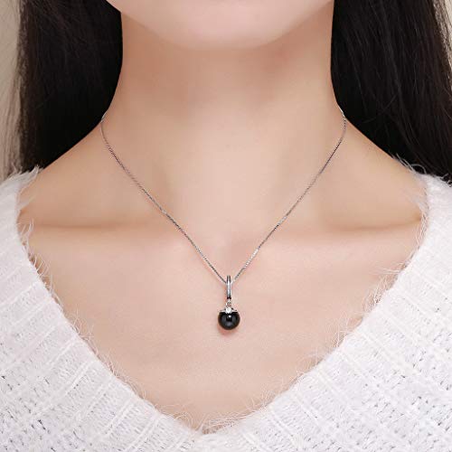 PAHALA 925 Strling Silver Black Pearl Crown with Crystals Charms