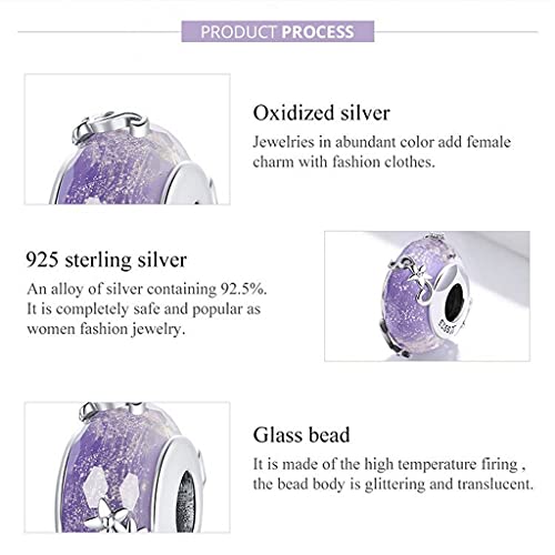 PAHALA 925 Sterling Silver Vintage Purple Glass Dream Charm Bead