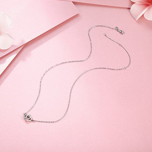 PAHALA 925 Sterling Silver Connected Heart with Crystals Clear CZ Pendant Necklace