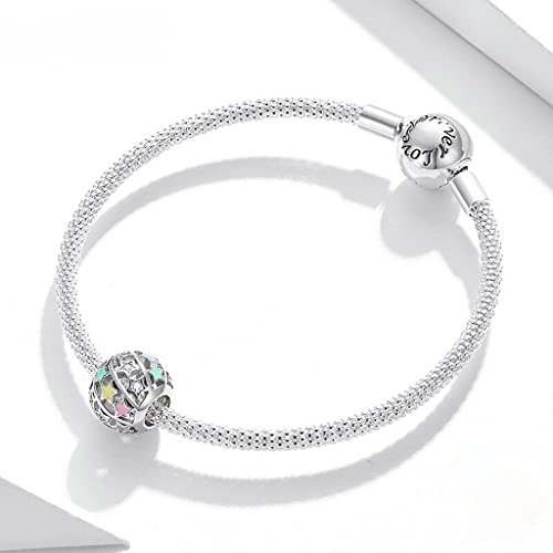 PAHALA 925 Strling Silver Multiple Colorful Star Ball Round Hollow Charm Bead