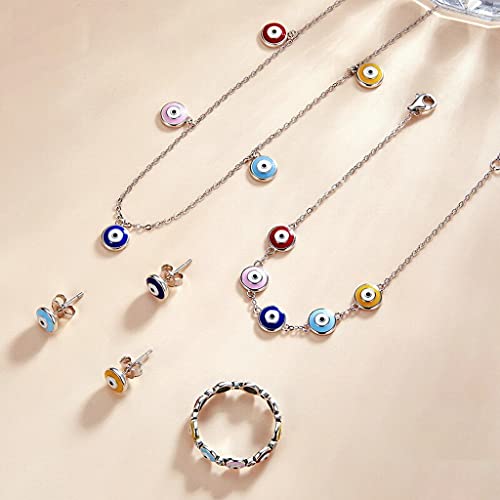 PAHALA 925 Sterling Silver Enamel Guardian Eye Chain Necklace Pendant Wedding Necklace