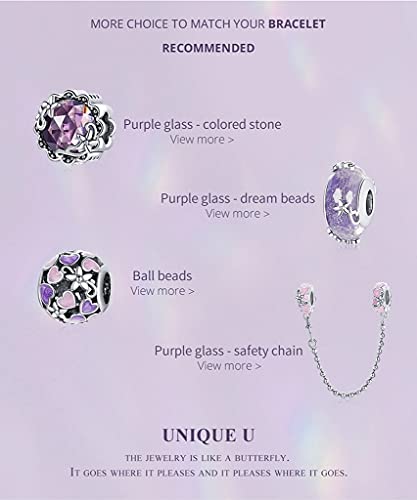 PAHALA 925 Sterling Silver Vintage Purple Glass Dream Charm Bead