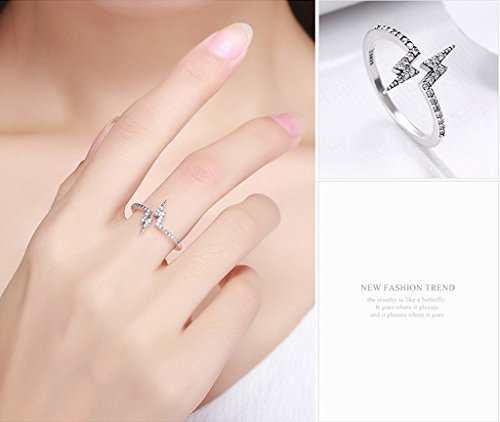 PAHALA 925 Sterling Silver Lighting Power with Crystals Cubic Zirconia Vintage Wedding Engagement Band Ring