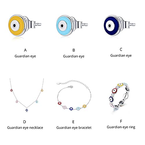 PAHALA 925 Sterling Silver Enamel Colourful Guardian Eye Stud Earrings 1 Piece