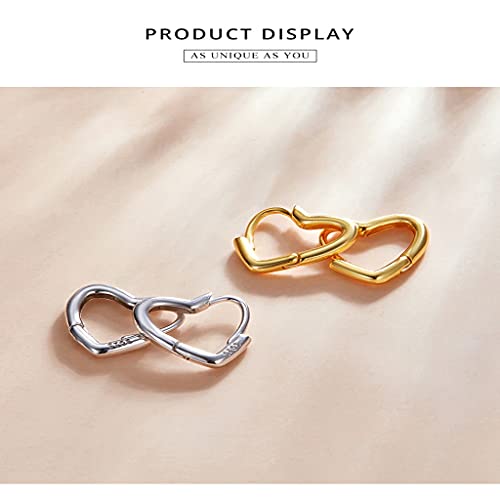 PAHALA 925 Sterling Silver Simple Retro Metal Love Buckle Stud Earrings