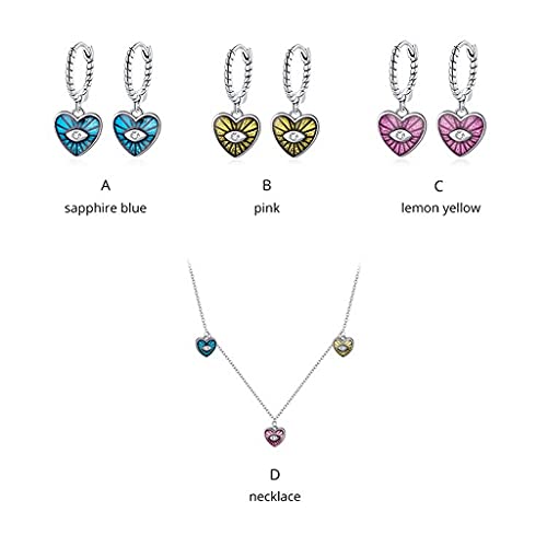 PAHALA 925 Sterling Silver Enamel Heart Demon Eye Chain Necklace Pendant Wedding Necklace