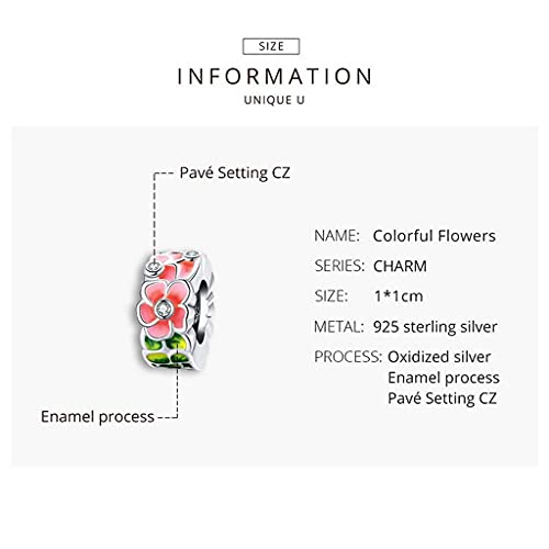 PAHALA 925 Sterling Silver Colorful Birds Flowers Leaves CZ Pendant Spring Charm Bead