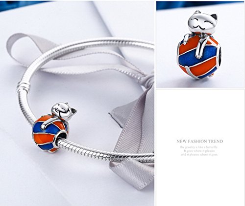 PAHALA 925 Strling Silver Colourful Cat Charms Fit Bracelets Necklace