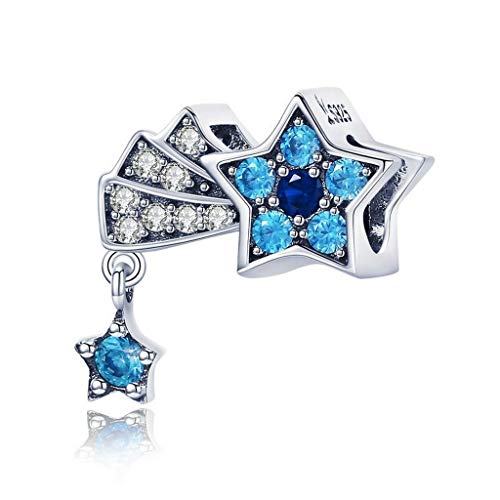 PAHALA 925 Strling Silver Blue Crystal Shimmering Sky Star Charms Beads