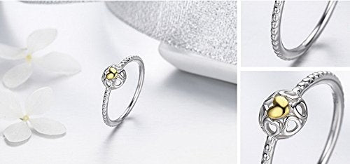 PAHALA 925 Sterling Silver My Love Cubic Zirconia Vintage Wedding Engagement Band Ring