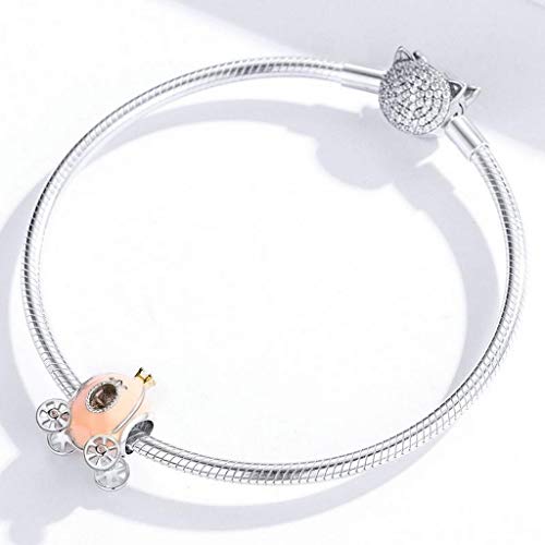 PAHALA 925 Strling Silver Princess Pumpkin Carriage with Crystals Charms