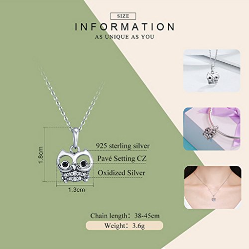 PAHALA 925 Sterling Silver Lovely OWL with Crystals Pendant Charm Bead