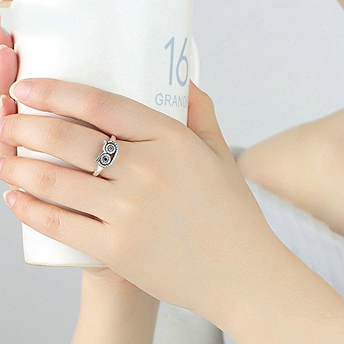 PAHALA 925 Sterling Silver Cute Bird with Crystals Cubic Zirconia Vintage Wedding Engagement Band Ring