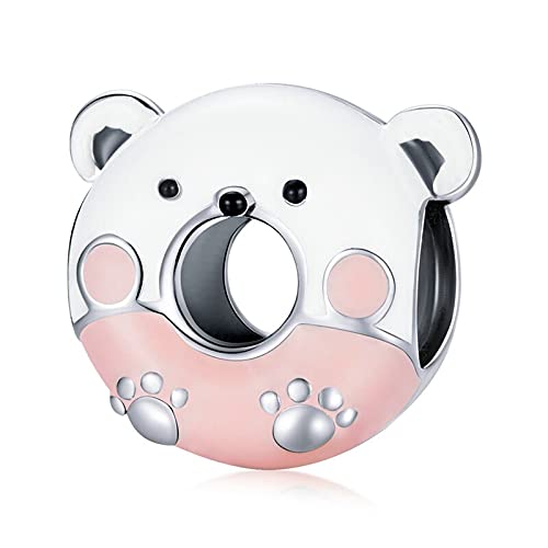 PAHALA 925 Sterling Silver Lovely Enamel Animal Sweet Donut Charm Beads