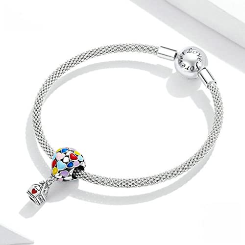PAHALA 925 Sterling Silver Enamel Colorful Hot Air Balloon Dream House Charm Bead