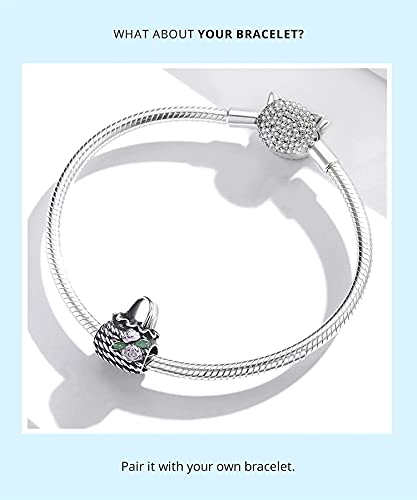 PAHALA 925 Sterling Silver Bag Beach Cat Bikini Rainbow Heart Surf Shark Swim Ring Girl Champagne Wine Charm Bead