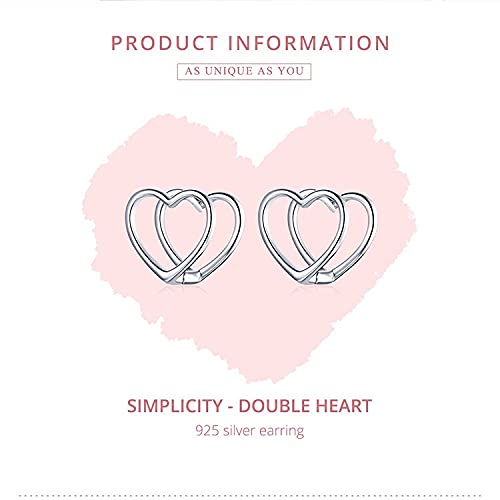 PAHALA 925 Sterling Silver Simple Double Heart Star Infinite Love Stud Earrings