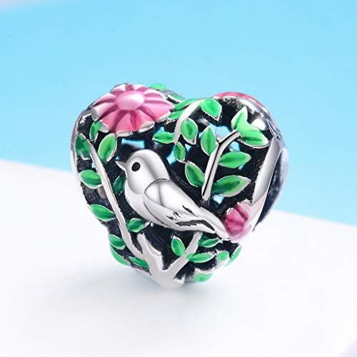 PAHALA 925 Strling Silver Bird in The Woods Enamel Charms