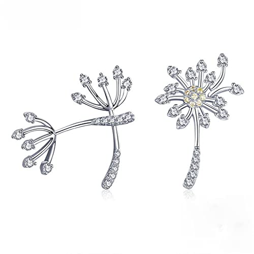 PAHALA 925 Sterling Silver Blooming Dandelion Love With Crystals Stud Earrings