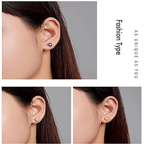 PAHALA 925 Sterling Silver Enamel Colourful Guardian Eye Stud Earrings 1 Piece