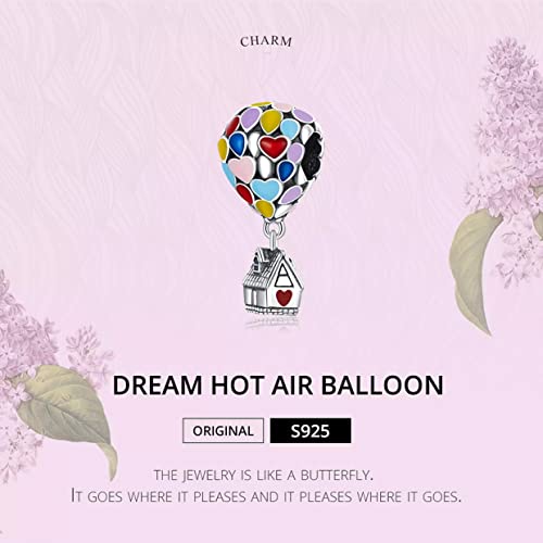 PAHALA 925 Sterling Silver Enamel Colorful Hot Air Balloon Dream House Charm Bead
