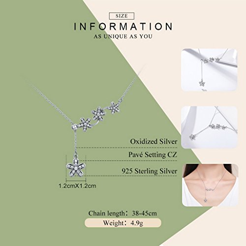 PAHALA 925 Sterling Silver Daisy Flower Tassel with Crysatls Clear CZ Pendant Necklace