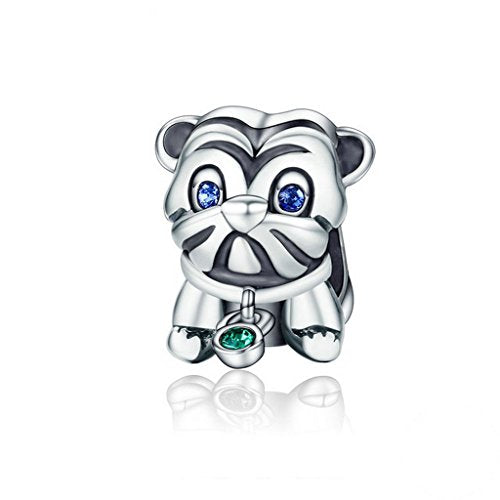 PAHALA 925 Sterling Silver Lovely Dog Animal Crystals Charms Beads