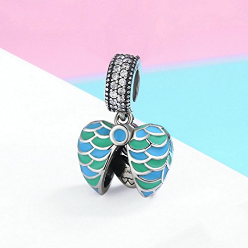 PAHALA 925 Sterling Silver Forever Love Blue Green Enamel Crystals Pendant Charm Bead