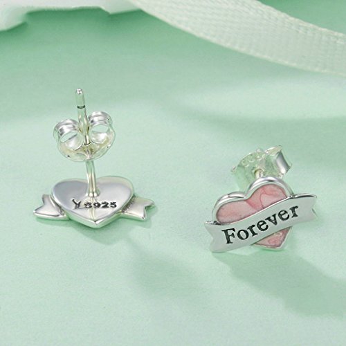 PAHALA 925 Sterling Silver Loving Forever Pink Enamel Party Wedding Stud Earrings
