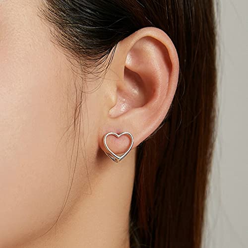 PAHALA 925 Sterling Silver Simple Double Heart Star Infinite Love Stud Earrings