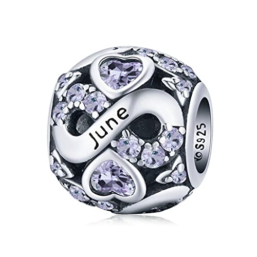 PAHALA 925 Sterling Silver Multiple Crystal Color Infinite Love Month Charm Bead (June)