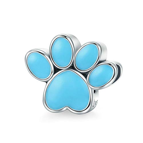 PAHALA 925 Strling Silver Lovely Dog Footprints Bones with Crystals Charm