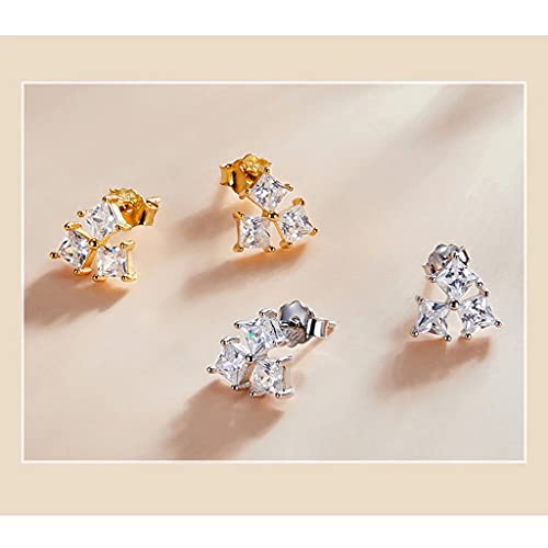 PAHALA 925 Sterling Silver Modern Stylish Multiple Crystal Stud Earrings