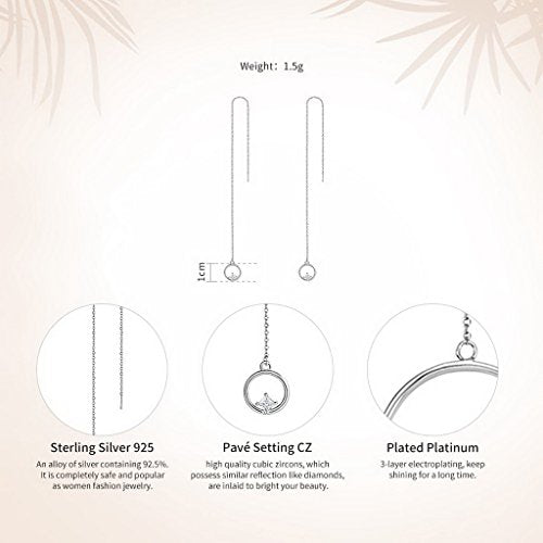 PAHALA 925 Sterling Silver Long Tassel Circle Party Wedding Pendant Earring